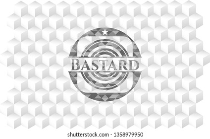 Bastard grey emblem. Retro with geometric cube white background