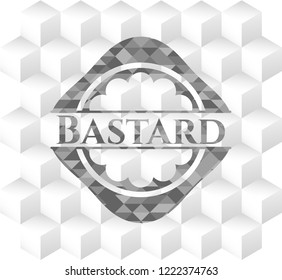 Bastard grey emblem. Vintage with geometric cube white background
