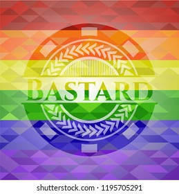 Bastard on mosaic background with the colors of the LGBT flag