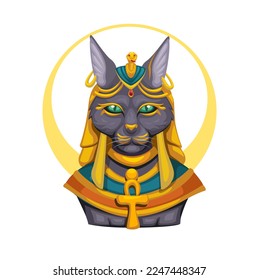 Bastet cat Egypt god cartoon figure mascot illustration vector