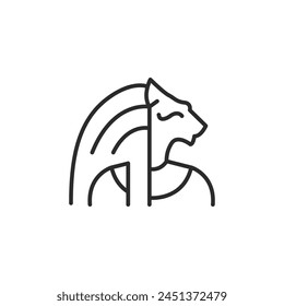 Bastet icon. Simplified depiction of Bastet, the ancient Egyptian cat-headed goddess of domesticity and protection. Suitable for cultural history education and spiritual themes. Vector illustration