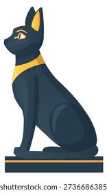 Bastet statue. Egyptian black cat deity icon