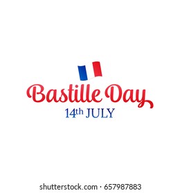 Bastille Day. 14 July. French flag and typography