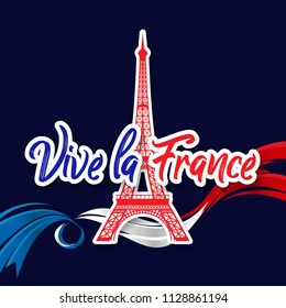 Bastille Day 14th of July, Vive la france, France celebrate. Vector greeting