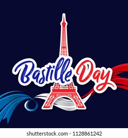 Bastille Day 14th of July, Vive la france, France celebrate. Vector greeting