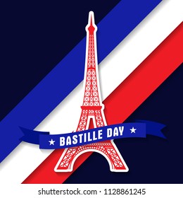 Bastille Day 14th of July, Vive la france, France celebrate. Vector greeting