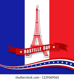 Bastille Day 14th of July, Vive la france, France celebrate. Vector greeting