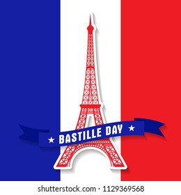 Bastille Day 14th of July, Vive la france, France celebrate. Vector greeting