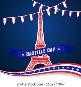 Bastille Day 14th of July, Vive la france, France celebrate. Vector greeting