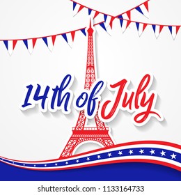 Bastille Day 14th of July, Vive la france, France celebrate. Vector greeting