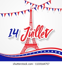 Bastille Day 14th of July, Vive la france, France celebrate. Vector greeting