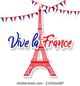 Bastille Day 14th of July, Vive la france, France celebrate. Vector greeting