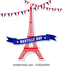 Bastille Day 14th of July, Vive la france, France celebrate. Vector greeting