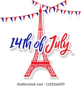 Bastille Day 14th of July, Vive la france, France celebrate. Vector greeting