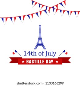 Bastille Day 14th of July, Vive la france, France celebrate. Vector greeting