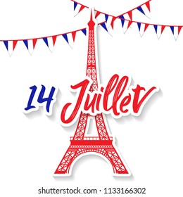 Bastille Day 14th of July, Vive la france, France celebrate. Vector greeting