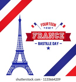 Bastille Day 14th of July, Vive la france, France celebrate. Vector greeting