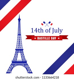 Bastille Day 14th of July, Vive la france, France celebrate. Vector greeting