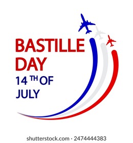 Bastille day airplanes flag, vector art illustration.