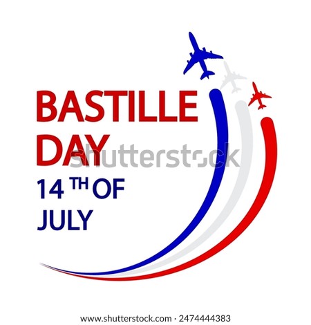 Bastille day airplanes flag, vector art illustration.
