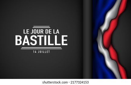 Bastille Day Background Design. Translation : Bastille Day, 14th of July. Vector illustration