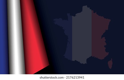 Bastille Day Background with france flag,  flag map sillhoute and Copy Space Area. Suitable to place on content with that theme or other about French