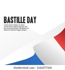 Bastille day background template with french flag for greeting card or social media post