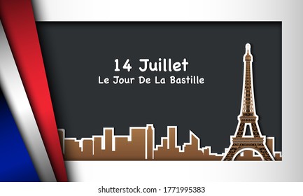 Bastille Day Background. Translate : 14th of July, Bastille Day. Vector Illustration