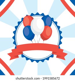 Bastille Day card with balloons helium