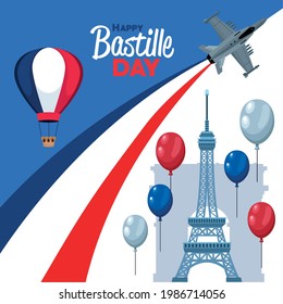 bastille day card with eiffel tower