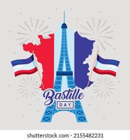 bastille day card with eiffel tower