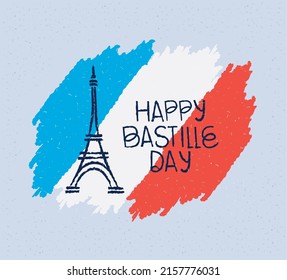 bastille day card with eiffel tower