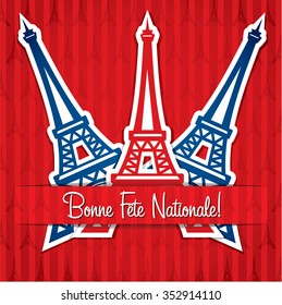 Bastille Day card in vector format. "Bonne Fete Nationale" translates to "Happy National Festival"