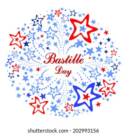 Bastille Day. Celebration background with firework and place for your text. vector illustration 