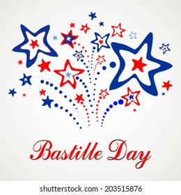 Bastille Day. Celebration background with firework and place for your text. vector illustration 