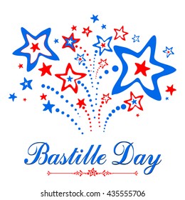 Bastille Day. Celebration background with firework and place for your text. Vector illustration 