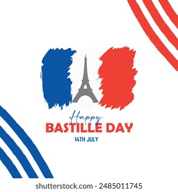 Bastille Day celebration Brush flag of France background. 