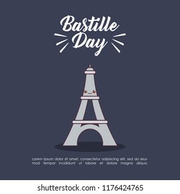 bastille day celebration card with eiffel tower