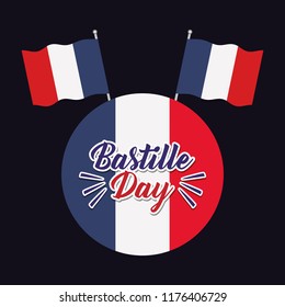 bastille day celebration card with flags