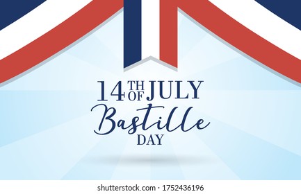bastille day celebration card with france flag vector illustration design