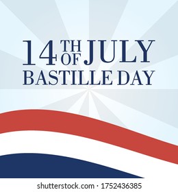 bastille day celebration card with france flag vector illustration design