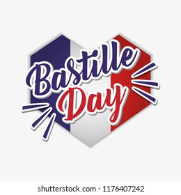 bastille day celebration card with heart and flag