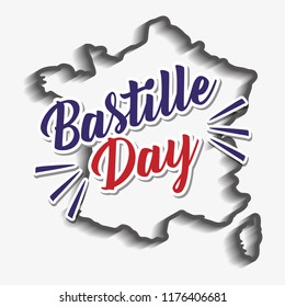 bastille day celebration card with map
