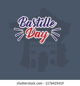 bastille day celebration card with map