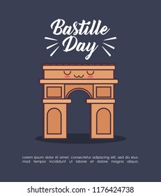 bastille day celebration card with triumph arch