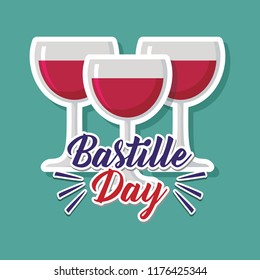 bastille day celebration card with wine cup