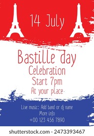 Bastille day celebration flyer  poster social media post design