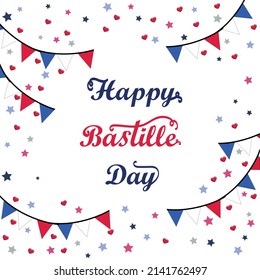 Bastille day celebration illustration. Abstract vector greeting card. 