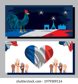 bastille day celebration national banners
