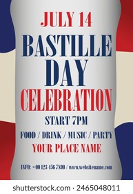 Bastille day celebration poster flyer social  media post design